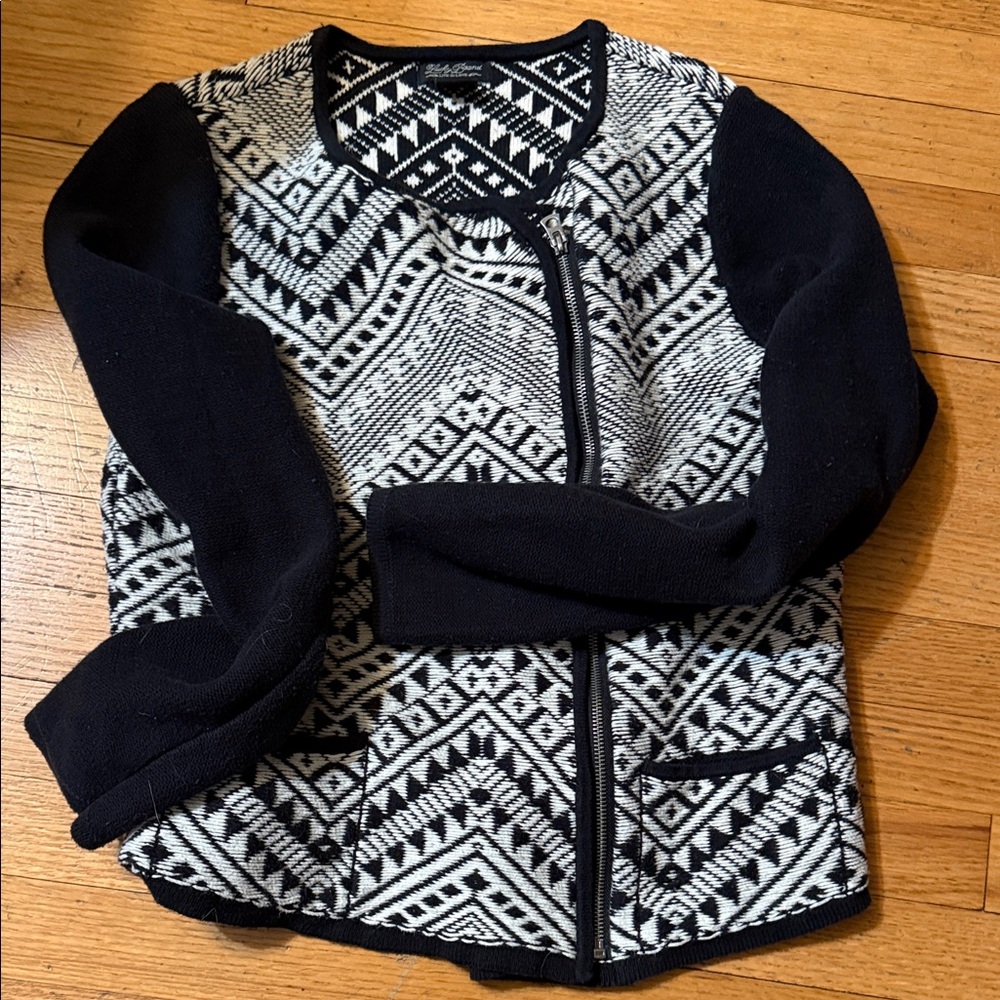 Lucky Brand Black and White Knit Jacket size xl